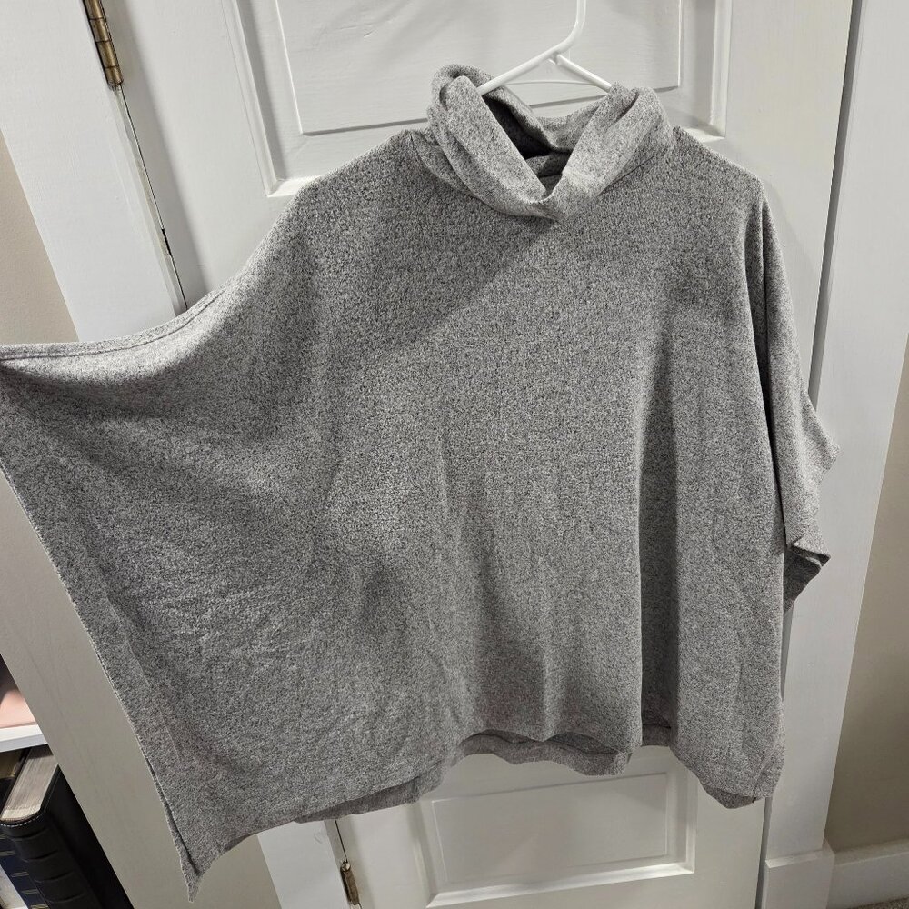 LOFT Lou & Grey Heather grey funnel neck poncho sweater M
